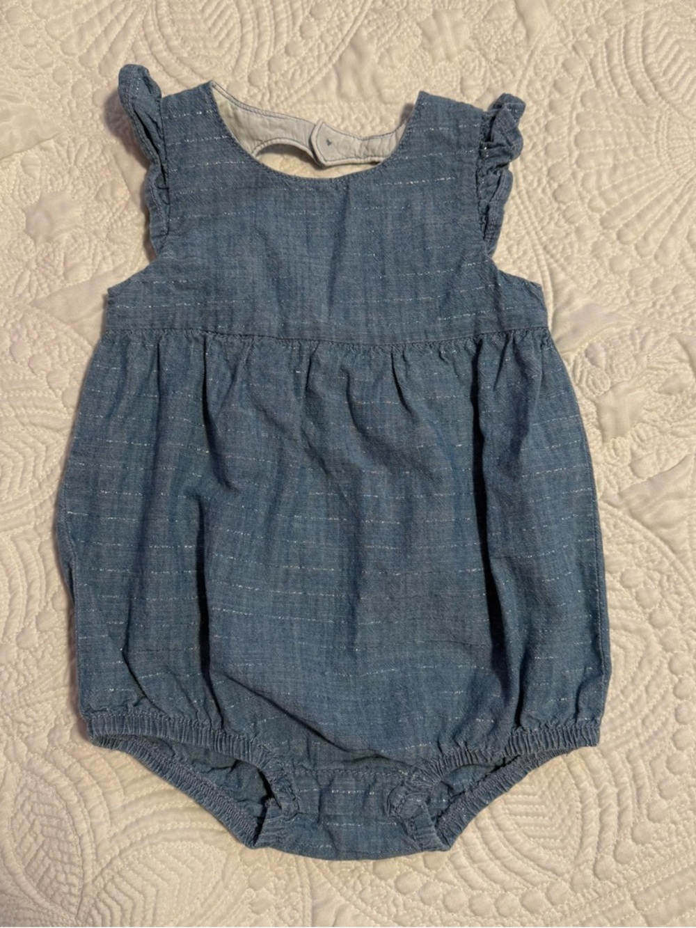 Baby B’gosh Denim Heart Cutout Bubble Romper